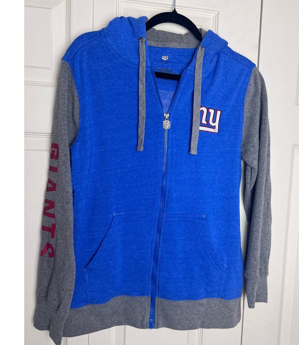 NFL New York Giants Football Sweatshirt Full Zip Hoodie Size Gray Blue Size L